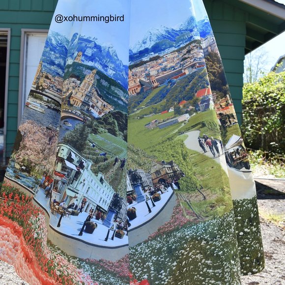 Alice + Olivia | Paris Collage Multi Print Long Dress - Picture 11 of 16